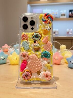 Handmade Kawaii Phone Case  Candy & Dessert Case - Yellow Base Kawaii